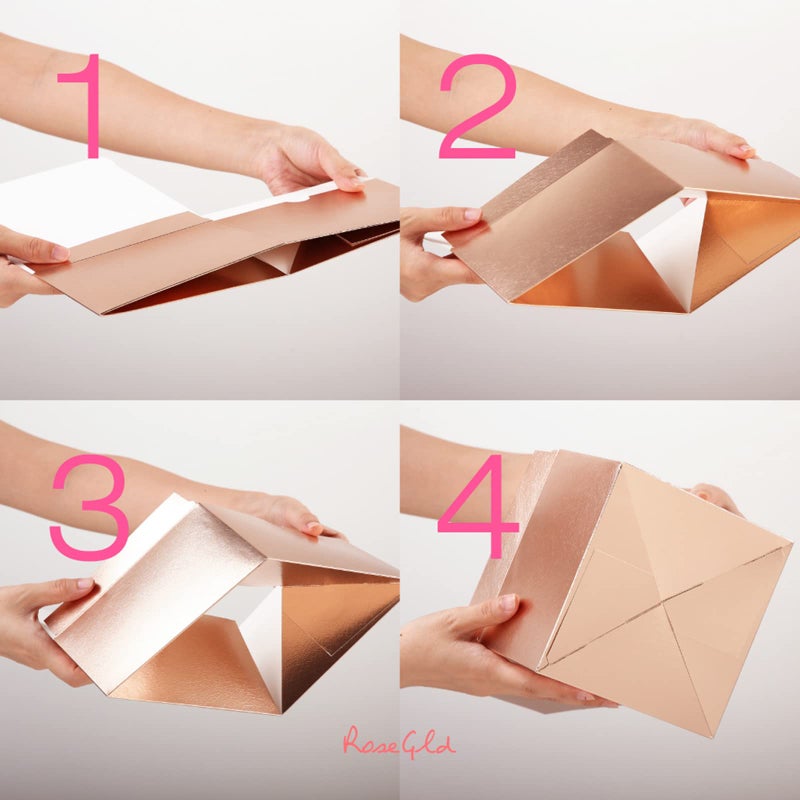 ROSEGLD 12 Large Gift Boxes with Lids 14.5x9.5x2 Inches, Rose Gold Gift Wrap Boxes (Glossy Rose Gold with Grain Texture) for Clothes, Apparel - Image 5
